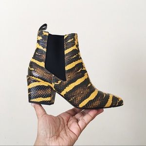 Matisse Morgan Yellow Snake Print Ankle Booties